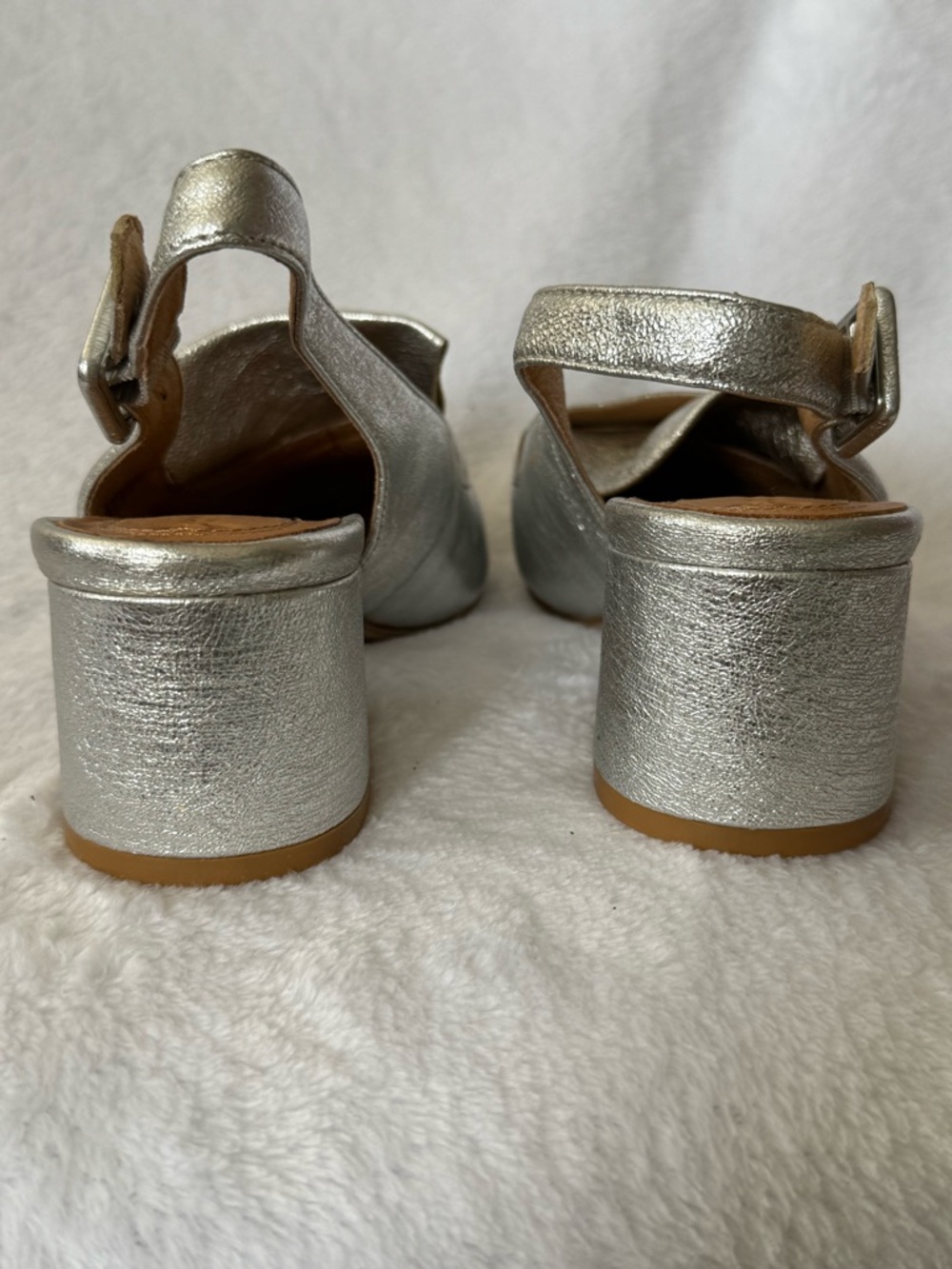 Corso Como Silver Metallic Slingback Block Heel Loafer - Picture 7 of 9